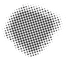 halv tona prickad cirkel. runda form med grunge textur. abstrakt lutning element png