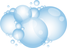 Cartoon soap foam with bubbles. Light blue suds of bath, shampoo, shaving, mousse. png