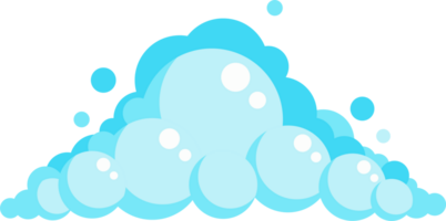 espuma de jabón de dibujos animados con burbujas. espuma azul claro de baño, champú, afeitado, mousse. png
