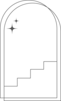estético marco forma. contorno mínimo gráfico elementos con estrellas. resumen boho arco con destellos de moda geométrico modelo para póster y historia. png