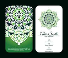 Elegant green mandala business card vector