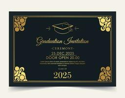Elegant graduation invitation template with ornament vector
