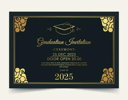 Elegant graduation invitation template with ornament vector