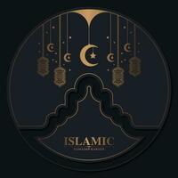 Luxury ramadan kareem banner in black and gold style vector
