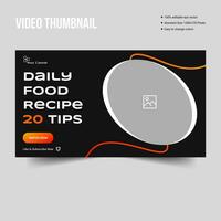 Trendy food recipe video thumbnail cover banner design, fully customizable vector eps 10 file format