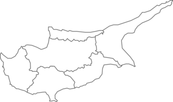 Map of Cyprus with detailed country map, line map. png