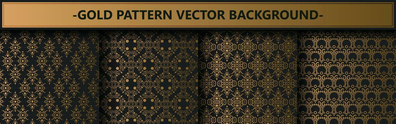 Collection gold and black seamless pattern background
