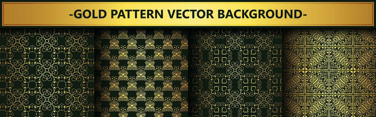 Collection gold and black seamless pattern background