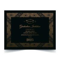 Elegant graduation invitation template with ornament vector