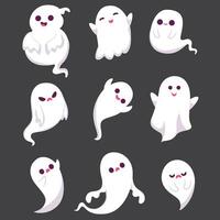 Cute Halloween ghost object elements party for invitation, banner or web page. vector