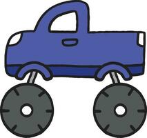 Toy Car Cartoon Illustration Monster Pickup Truck vector