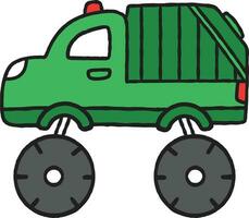 juguete coche dibujos animados ilustración monstruo basura camión vector
