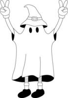 Retro Ghost Halloween Illustration Mascot Victory vector