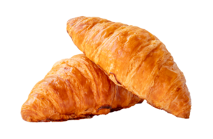 two piece of croissant in stack and cross shape isolated with clipping path in png file format