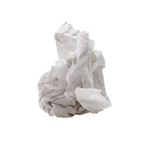 Célibataire vissé ou froissé tissu papier ou serviette de table dans étrange forme après utilisation dans toilette ou salle de repos isolé avec coupure chemin dans png fichier format