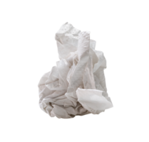 Single screwed or crumpled tissue paper or napkin in strange shape after use in toilet or restroom isolated with clipping path in png file format