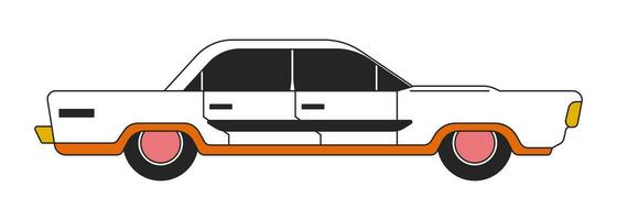 Clásico clásico coche 2d lineal dibujos animados objeto. estilo retro vehículo aislado línea vector elemento blanco antecedentes. lujo antiguo pasado de moda automóvil, nostálgico transporte color plano Mancha ilustración