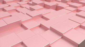 Abstract motion pink metallic cubes background. Isometric perspective view of cubes moving up and down. 3D cube pattern wall. Moving cubic surface looped. video