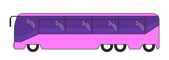 City bus public transport 2D linear cartoon object. Tour bus for tourists sightseeing isolated line vector element white background. Intercity auto transportation color flat spot illustration