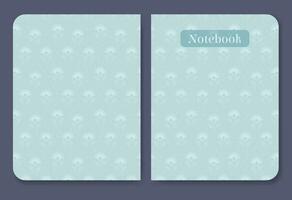 Notebook cover illustration blue beige celestial pattern. Categories of notes. vector