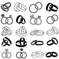 Wedding rings icon vector set. Wedding illustration sign collection. Jewel symbol or logo.