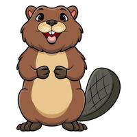 Cute beaver cartoon on white background vector