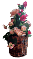 cesta de flores, hecho en casa decoración, todavía vida png