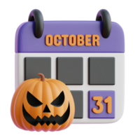 Halloween calendario 3d icona illustrazioni png