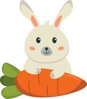 a cute rabbit holding a carrot vector