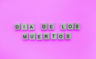 November 1st and 2nd, The day of the Dead, a minimalistic banner with the inscription in wooden letters photo