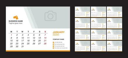 Horizontal desk calendar 2024 in minimalist style design template for business vector