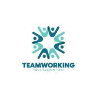 Letter W Teamwork Logo With Minimalist and Simple Style vector
