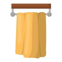 a towel in the bathroom for hands or face hangs on a holder. vector illustration.