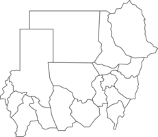 Map of Sudan with detailed country map, line map. png