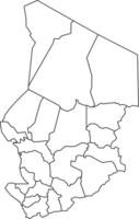 carte de tchad avec détaillé pays carte, ligne carte. png