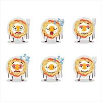 Cartoon character of noodles with sleepy expression vector