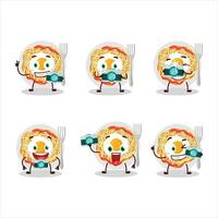 Photographer profession emoticon with noodles cartoon character vector