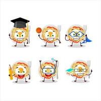 School student of noodles cartoon character with various expressions vector