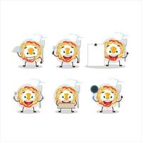 Cartoon character of noodles with various chef emoticons vector