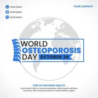 Square World Osteoporosis Day background with porous bones and world globe vector