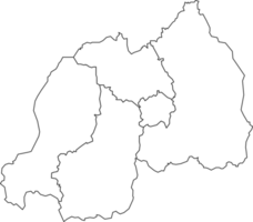 kaart van rwanda met gedetailleerd land kaart, lijn kaart. png