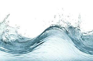 A wave of pure transparent spring water on a white background. AI Generated photo