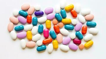 multicolor pastillas en un blanco antecedentes. ai generativo foto