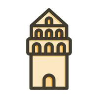 galata torre vector grueso línea lleno colores icono para personal y comercial usar.