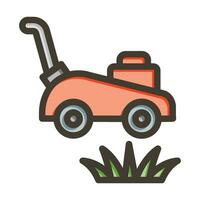 Lawn Mower Vector Thick Line Filled Colors Icon For Personal And Commercial Use.