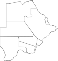 Map of Botswana with detailed country map, line map. png