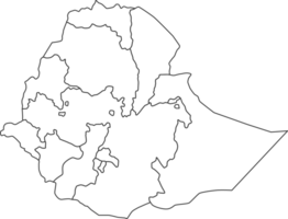 Map of Ethiopia with detailed country map, line map. png