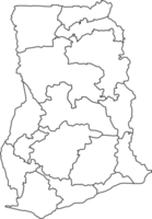 Karte von Ghana mit detailliert Land Karte, Linie Karte. png