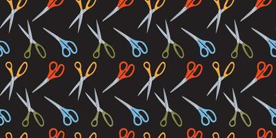 Seamless pattern with various colorful scissors vector