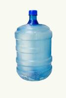 Empty blue water bottle on white isolated photo